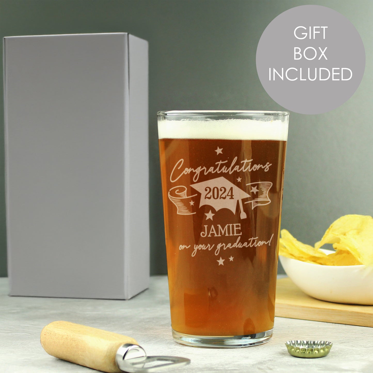Personalised Graduation Pint Glass Â