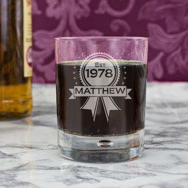 Personalised Established Rosette Tumbler Bubble Glass