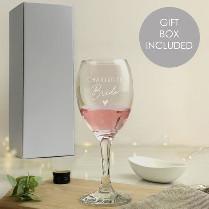 Personalised Bride Wine Glass