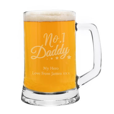 Personalised No.1 Daddy Glass Pint Stern Tankard